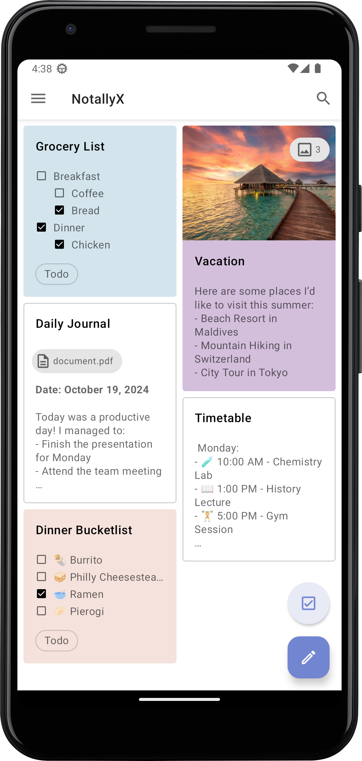 Screenshot of NotallyX | Minimalistic note taking app